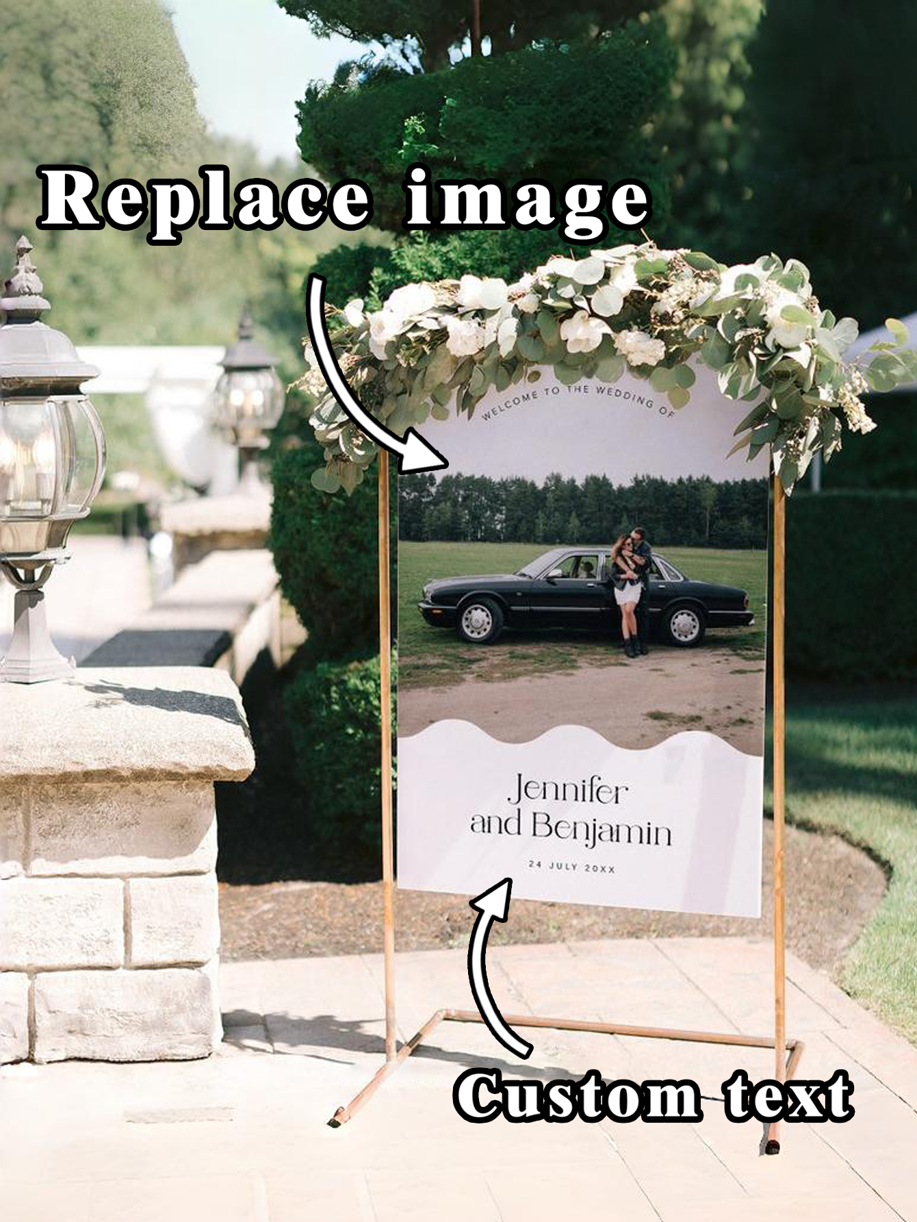 Wave-Patterned Wedding Welcome Sign